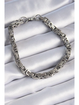 MuI MuI 316L Çelik Gümüş Renk Kral Zincir Model Erkek Bileklik