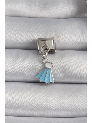 MuI MuI 316L Çelik Gümüş Renk Mavi Renk Sallantı Elbise Model Nomination Charm