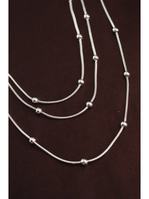 MuI MuI 316L Çelik Gümüş Renk Minimal Topçuk Model Çoklu Kolye