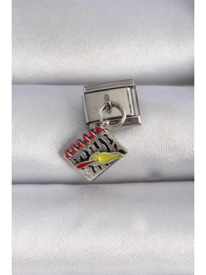 MuI MuI 316L Çelik Gümüş Renk Sallantı Defter Figür Nomination Charm