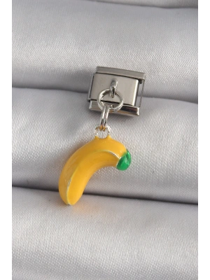 MuI MuI 316L Çelik Gümüş Renk Sallantı Muz Model Nomination Charm