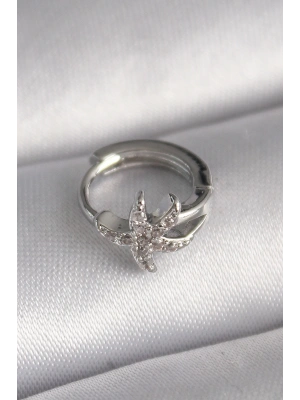 MuI MuI 316L Çelik Gümüş Renk Zirkon Taşlı Deniz Yıldızı Model Tragus Piercing