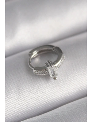 MuI MuI 316L Çelik Gümüş Renk Zirkon Taşlı Tragus Piercing