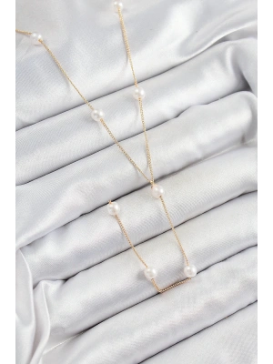 MuI MuI Pirinç İnci Figürlü Y Model Gold Renk Kadın Kolye