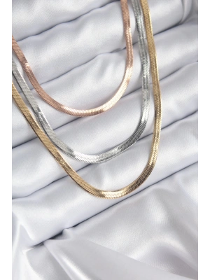 MuI MuI 316L Çelik Mix Renk İtalyan Zincir Model Kadın Kolye