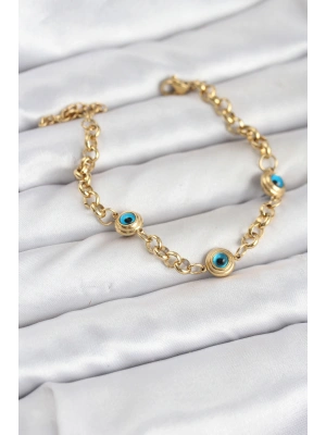 MuI MuI 316L Çelik Nazar Model Gold Renk Kadın Bileklik