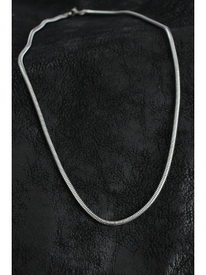 MuI MuI 316L Çelik Oval İtalyan Zincir Model Gümüş Renk Erkek Kolye