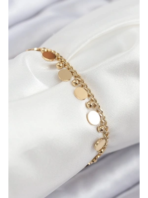 MuI MuI 316L Çelik Sıralı Pul Model Gold Renk Kadın Bileklik
