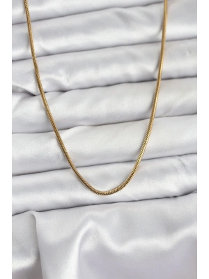 MuI MuI 316L Çelik Zincir Gold Renk 60 cm Yılan Zincir Kadın Kolye