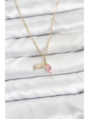 MuI MuI 316L Çelik Zincir Gold Renk Balık Kuyruğu Model Zirkon Taşlı Kadın Kolye