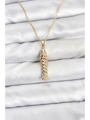 MuI MuI 316L Çelik Zincir Gold Renk Balık Model Zirkon Taşlı Kadın Kolye