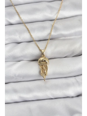 MuI MuI 316L Çelik Zincir Gold Renk Deniz Anası Model Zirkon Taşlı Kadın Kolye