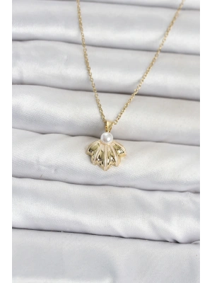 MuI MuI 316L Çelik Zincir Gold Renk Deniz Kabuğu Model Kadın Kolye