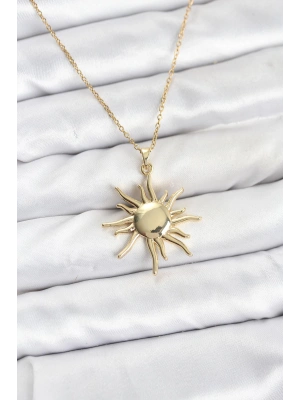 MuI MuI 316L Çelik Zincir Gold Renk Güneş Model Kadın Kolye