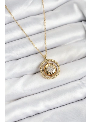 MuI MuI 316L Çelik Zincir Gold Renk Kutup Yıldızı Model Kadın Kolye