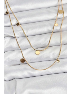 MuI MuI 316L Çelik Zincir Gold Renk Pullu Kadın Kolye