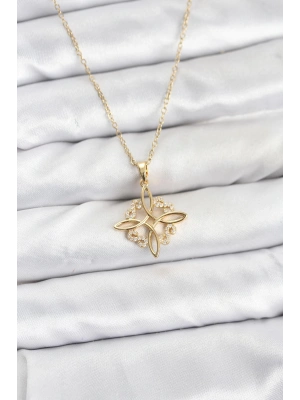 MuI MuI 316L Çelik Zincir Gold Renk Sonsuzluk Model Zirkon Taşlı Kadın Kolye