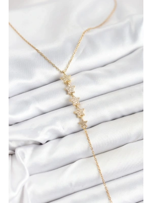 MuI MuI 316L Çelik Zincir Gold Renk Yıldız Model Y Kolye