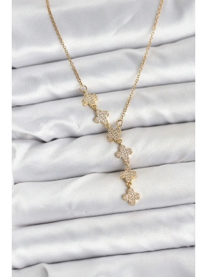 MuI MuI 316L Çelik Zincir Gold Renk Yonca Model Kadın Kolye