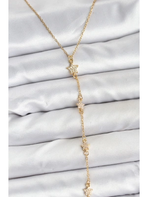 MuI MuI 316L Çelik Zincir Gold Renkli Yıldız Model Kadın Y Kolye