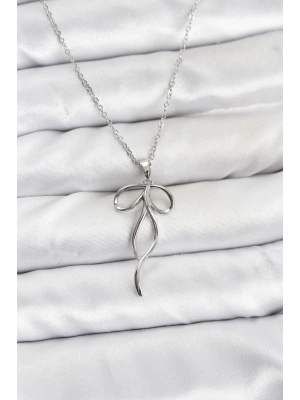 MuI MuI 316L Çelik Zincir Gümüş Renk Fiyonk Model Kadın Kolye