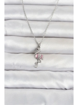 MuI MuI 316L Çelik Zincir Gümüş Renk Flamingo Model Kadın Kolye