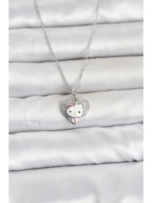 MuI MuI 316L Çelik Zincir Gümüş Renk Kitty Model Kolye