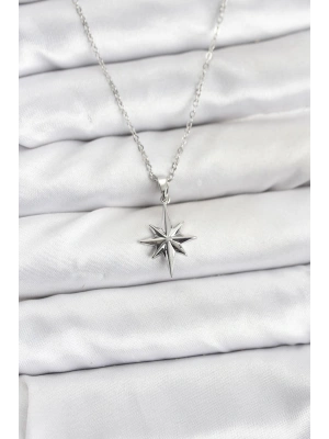MuI MuI 316L Çelik Zincir Gümüş Renk Kutup Yıldızı Model Kadın Kolye