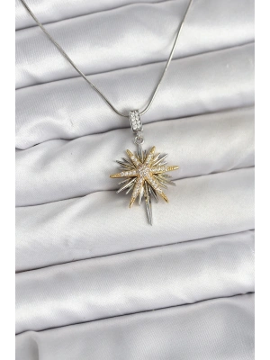 MuI MuI 316L Çelik Zincir Gümüş Renk Kutup Yıldızı Model Kadın Kolye