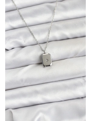 MuI MuI 316L Çelik Zincir Gümüş Renk Minimal Kutup Yıldızı Model Kadın Kolye