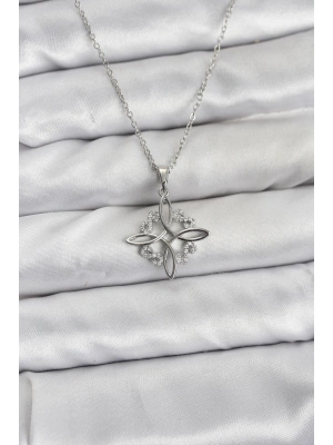 MuI MuI 316L Çelik Zincir Gümüş Renk Sonsuzluk Model Zirkon Taşlı Kadın Kolye