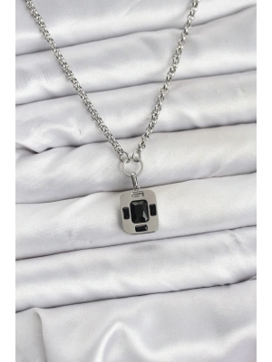 MuI MuI 316L Çelik Zincir Gümüş Renk Vintage Model Kadın Kolye