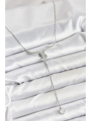 MuI MuI 316L Çelik Zincir Gümüş Renk Yılan Model Y Kolye