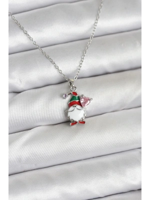 MuI MuI 316L Çelik Zincir Gümüş Renk Yılbaşı Teması Kadın Kolye