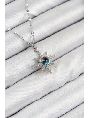 MuI MuI 316L Çelik Zirkon Taşlı Kutup Yıldızı Model Gümüş Renk Kadın Kolye