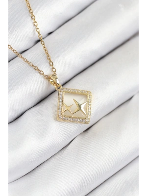 MuI MuI 316L Çelik Zirkon Taşlı Yıldız Model Gold Renk Kadın Kolye