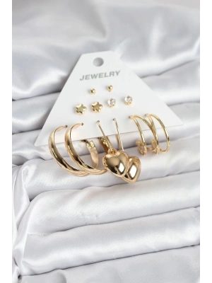 MuI MuI 6 Çift Kadın Küpe Seti Gold Renk