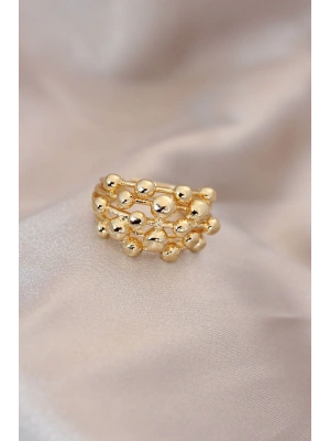 MuI MuI Ayarlamalı Gold Renk Metal Bombeli Boluncuk Model Yüzük