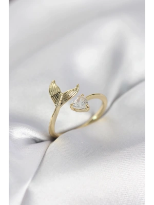 MuI MuI Fishtail Modell Goldfarbener Damenring mit Zirkonia