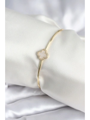 MuI MuI Beyaz Sedefli Yonca Model Gold Renk Kadın Bileklik