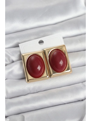 MuI MuI Bordo Kare Model Vintage Gold Renk Kadın Küpe