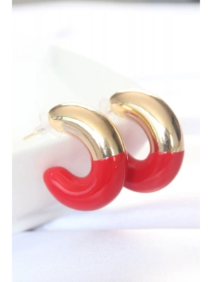 MuI MuI CCB Kırmızı Gold Çift Renk Küpe