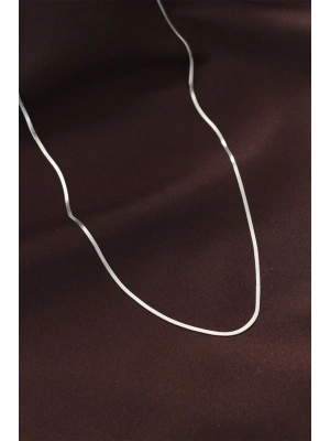 MuI MuI Çelik Gümüş Renk 60 cm İnce İtalyan Zincir Kolye