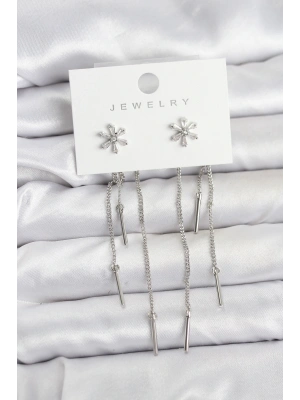 MuI MuI Çiçek Model Gümüş Pirinç Sallantılı Kadın Küpe