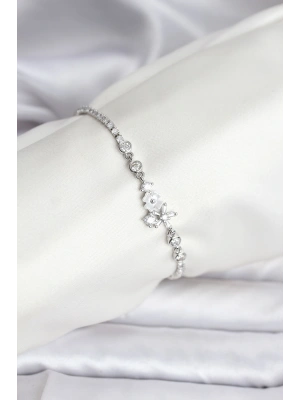 MuI MuI Çiçekli Model Zirkon Taşlı Gümüş Renk Su Yolu Kadın Bileklik