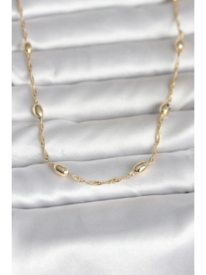 MuI MuI CM 14K Gold Renk Burgu Zincirli Damla Topçuk Model 45 cm Kadın Kolye