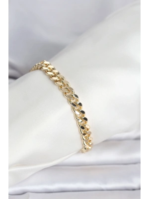 MuI MuI CM 14K Gold Renk Ezme Kalın Zincir Model Kadın Bileklik