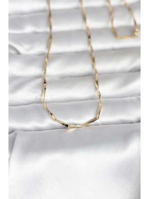 MuI MuI CM 14K Gold Renk Kesme Çubuk Zincirli Model 60 cm Kadın Kolye