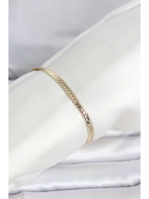 MuI MuI CM 14K Gold Renk Lazerli Yassı Zincir Model Kadın Bileklik