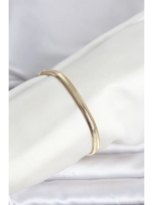 MuI MuI CM 14K Gold Renk Yassı Zincir Yılan Model Kadın Bileklik